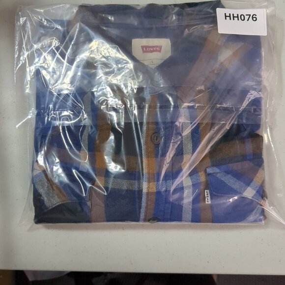 Levi's Men's Fall-Colored Plaid Button Down Light Weight Flannel Cotton Shirt Lg - Picture 12 of 12